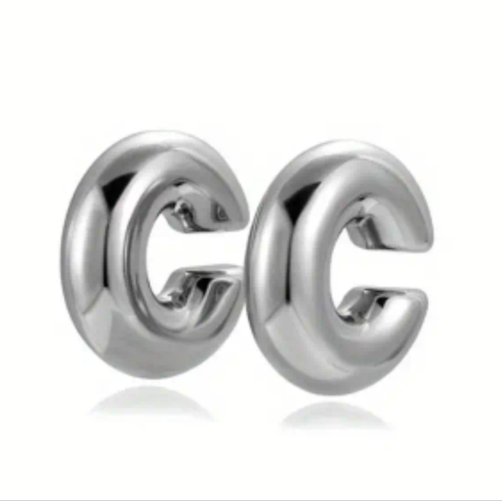 2pcs Set Of Simple Smooth C Shaped Clip On Earrings Elegant Leisure Style